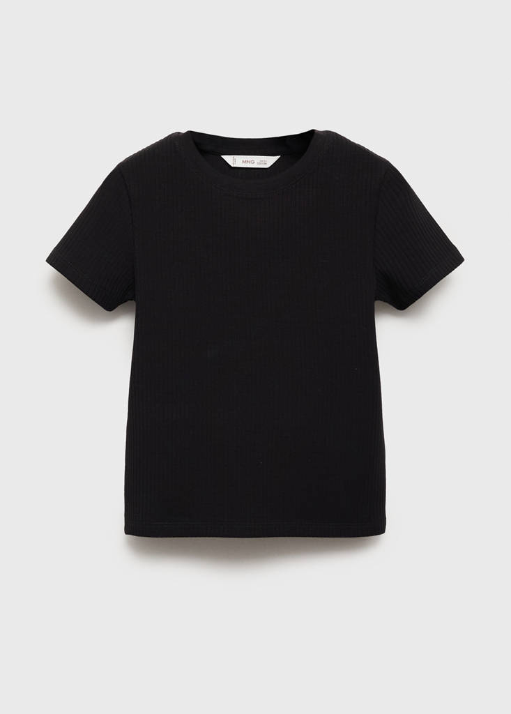Ribbed cotton T-shirt — Black