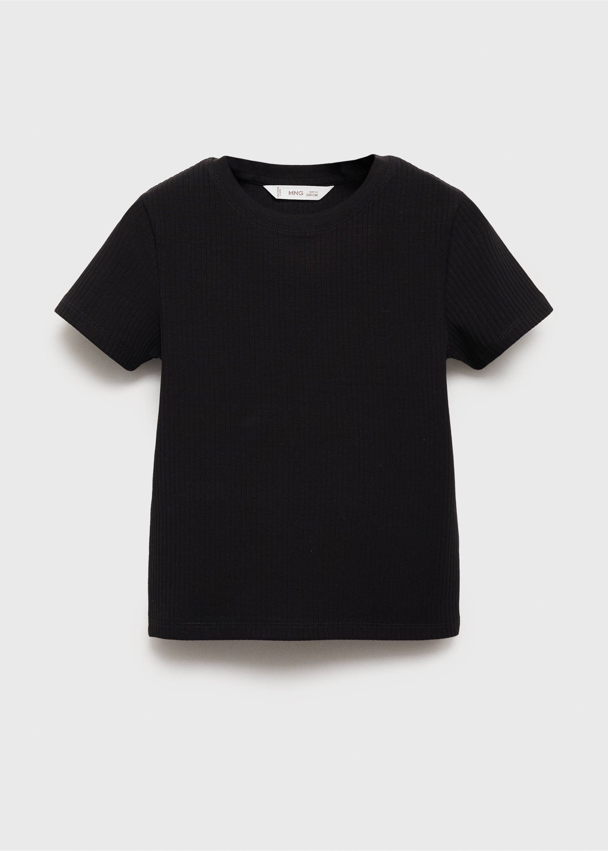 Ribbed cotton T-shirt - Article without model, Black. Ref: 17003291-00.