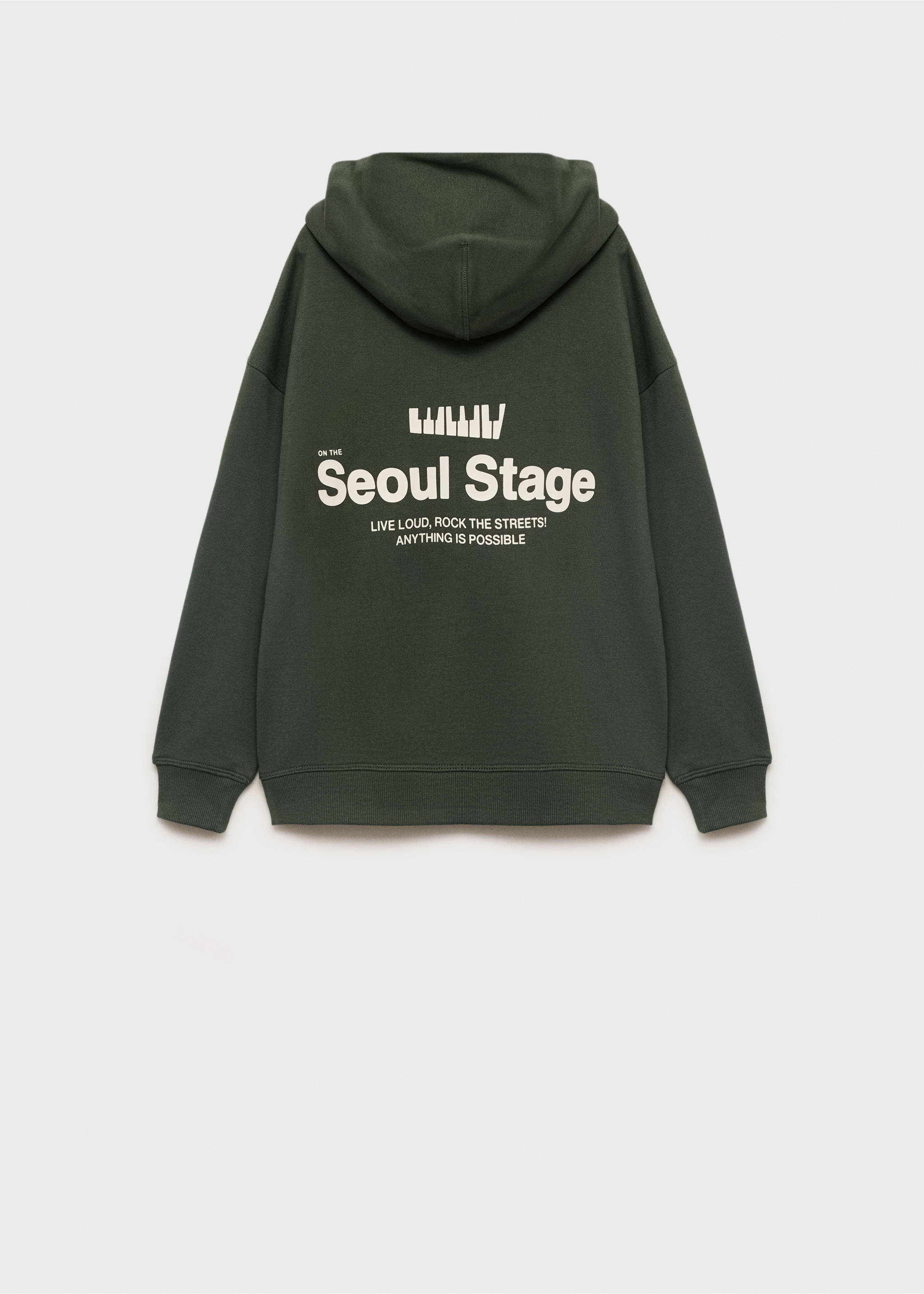 Printed hoodie - Reverse of the article, Forest Green. Ref: 17003298-00.