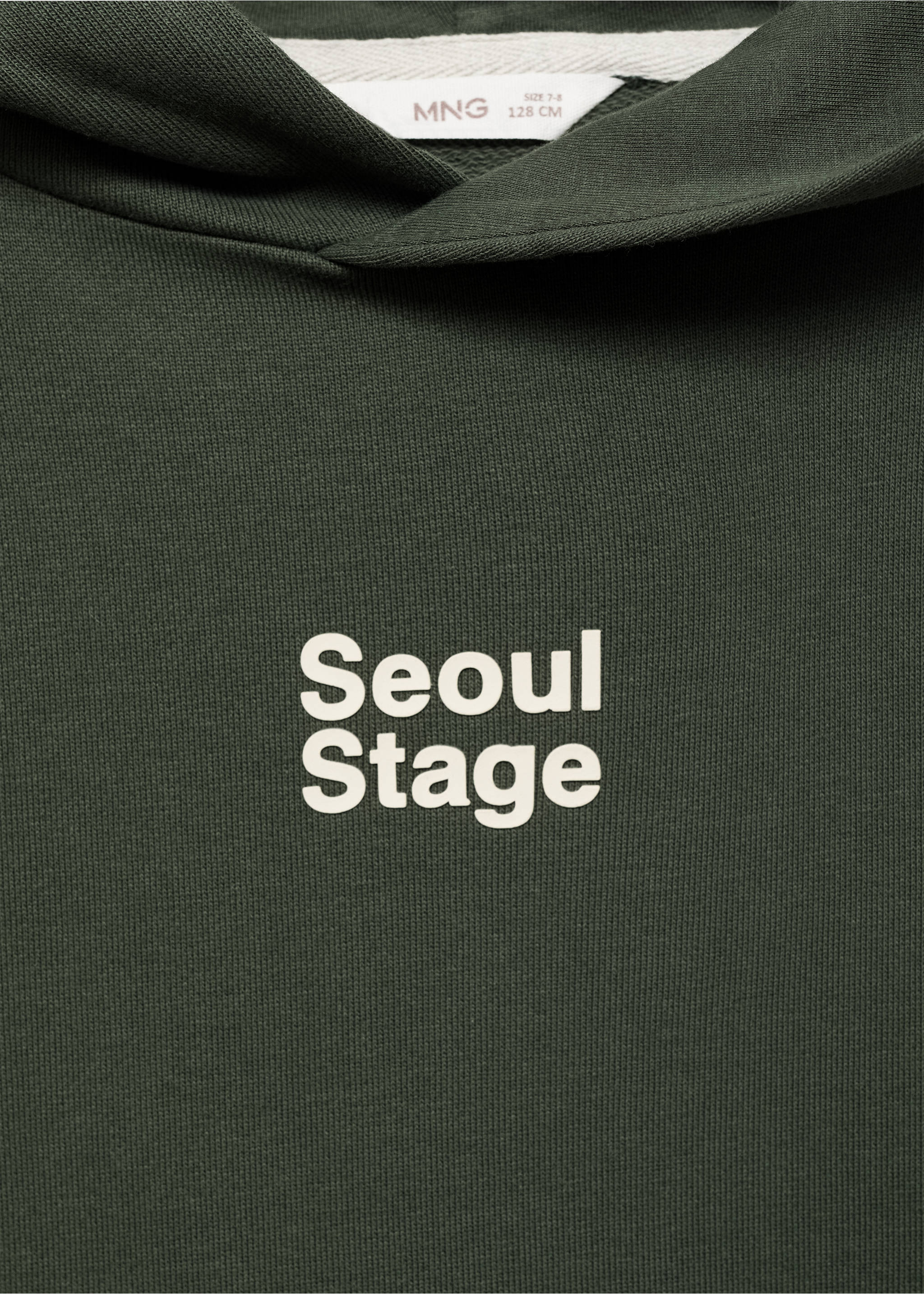 Printed hoodie - Details of the article 8, Forest Green. Ref: 17003298-00.