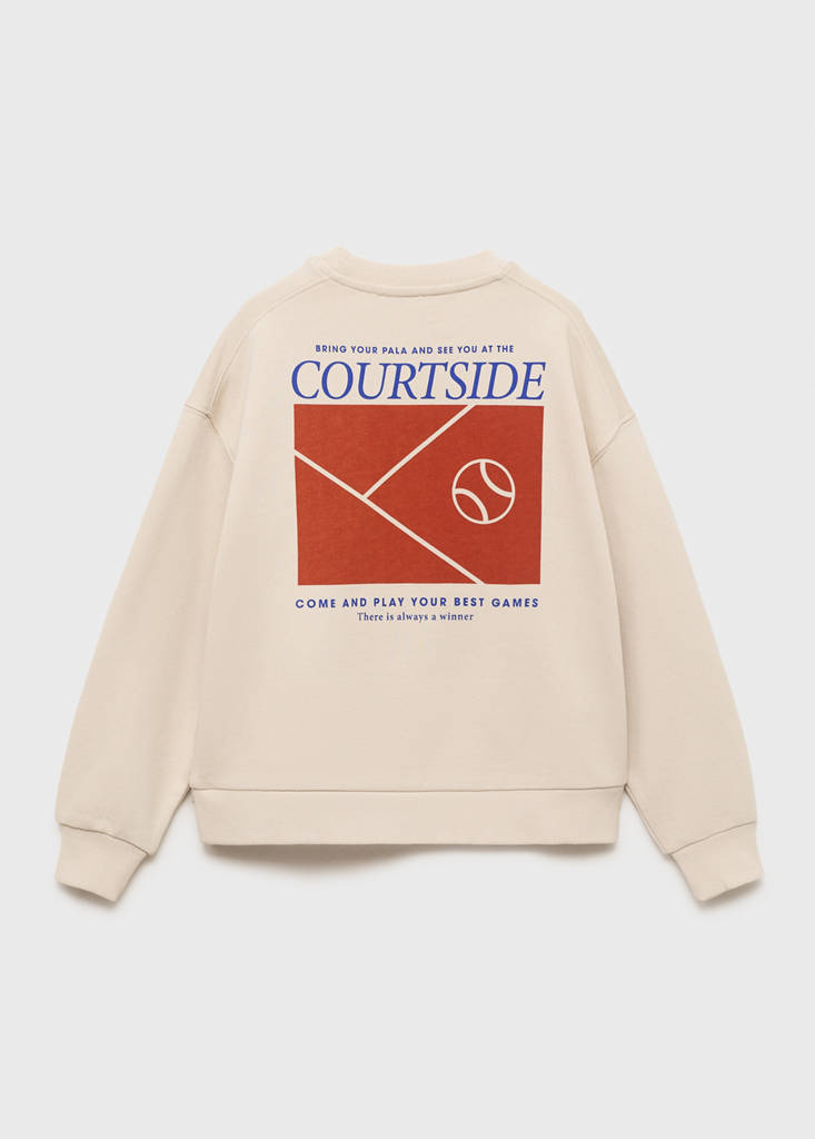 Printed embroidered sweatshirt — Sand