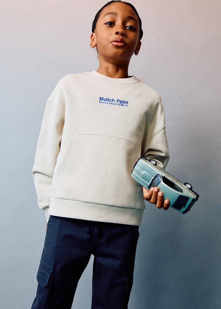 Printed embroidered sweatshirt — Sand