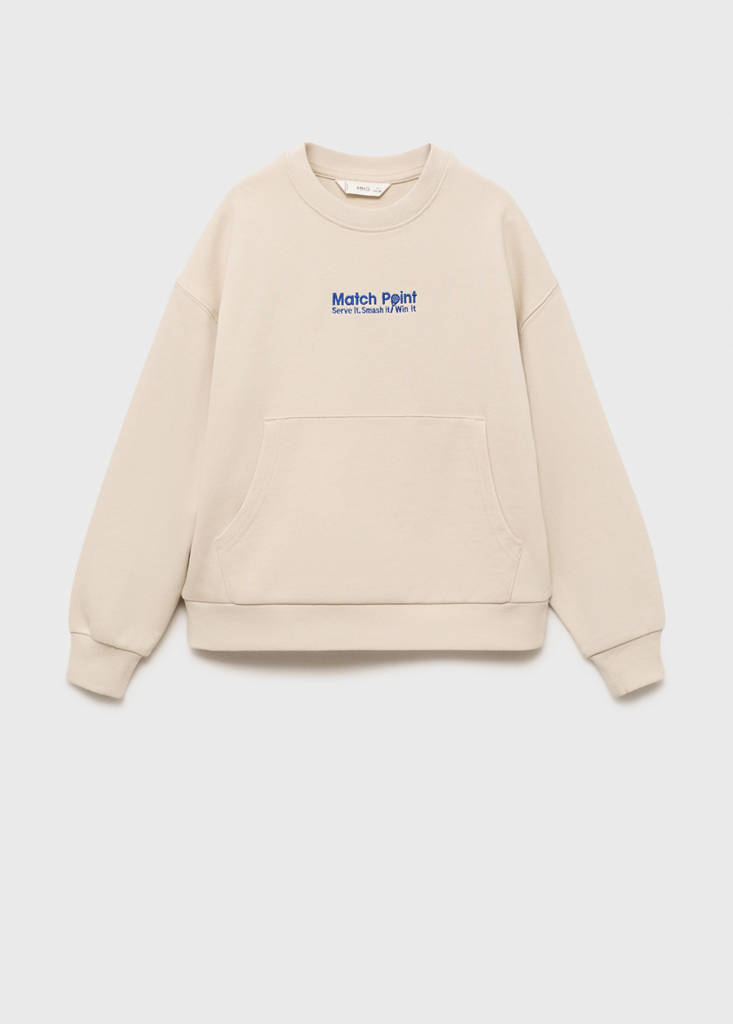 Printed embroidered sweatshirt — Sand
