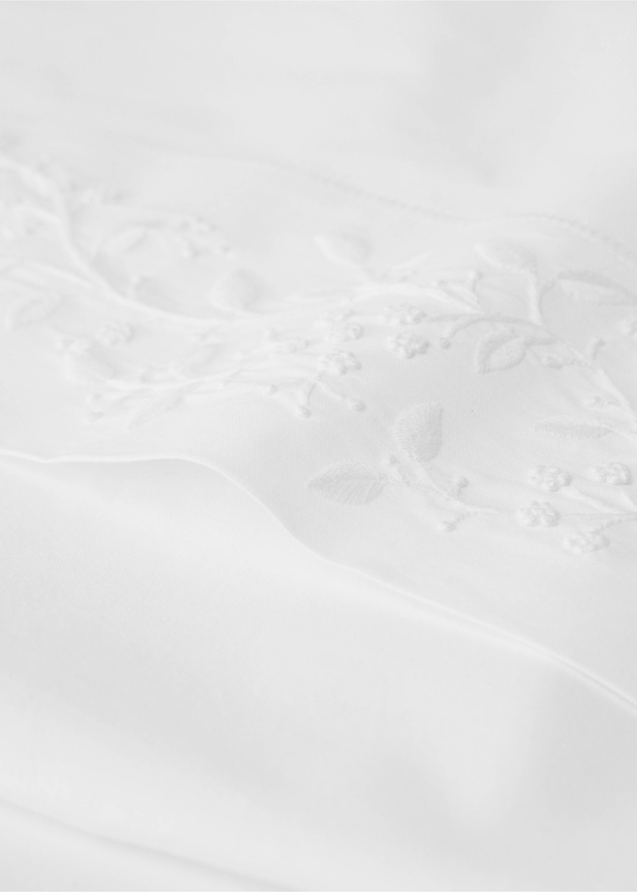 Çiçek işlemeli perkal pamuklu üst çarşaf yatak 180/200 cm - Ürün detayı 1, Beyaz. Ref: 17003317-00.