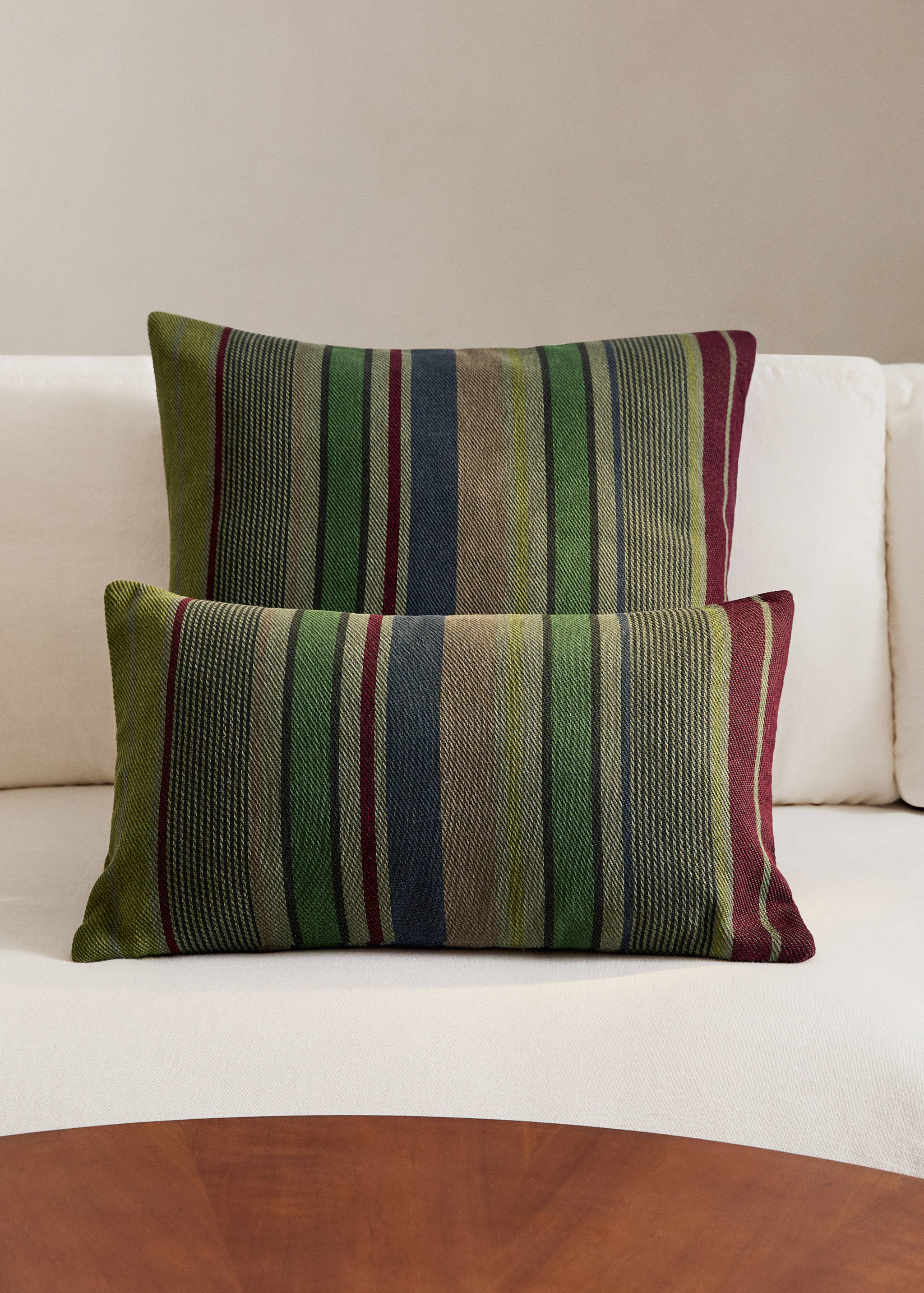 Cotton overdyed striped cushion cover 30x50 cm - General plane