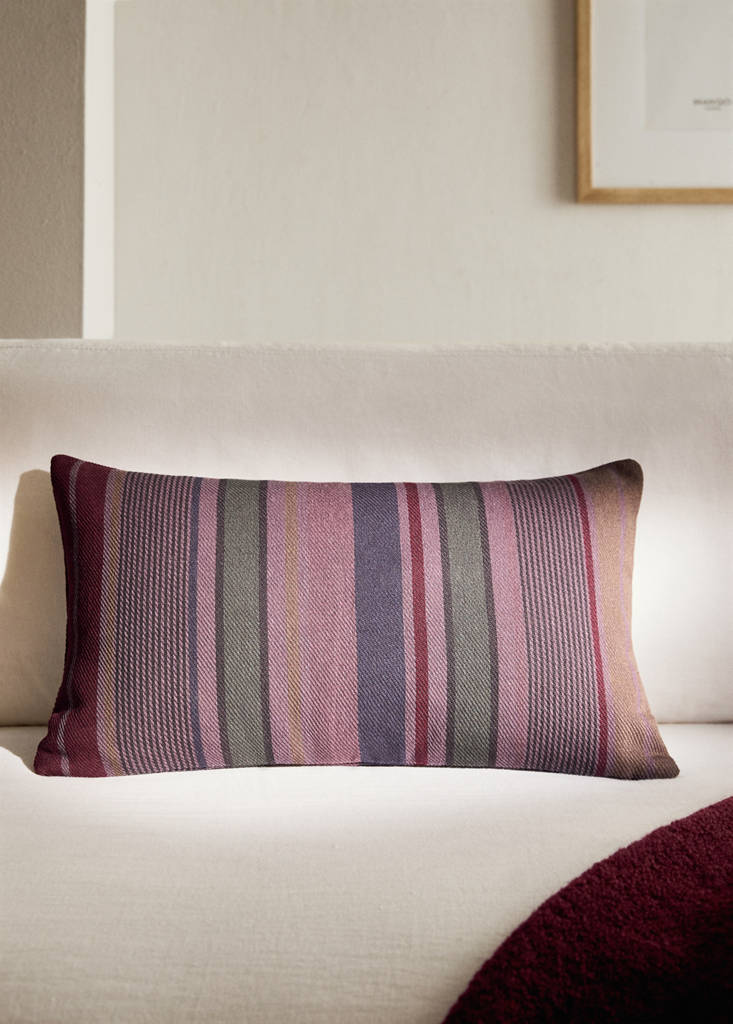 MANGO HOME - Housse de coussin coton overdyed rayures 30x50 cm prune - 30x50cm