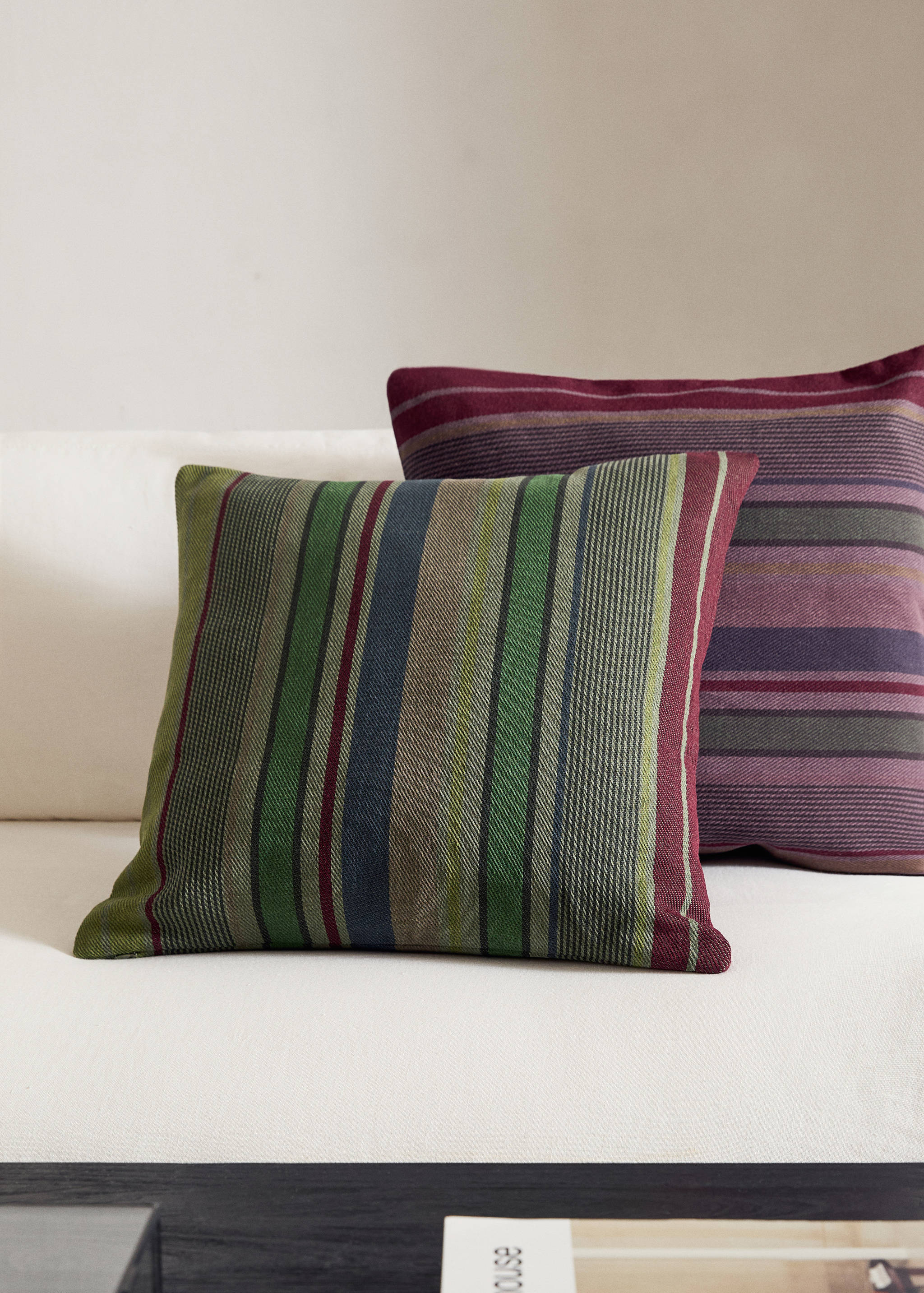 Cotton overdyed striped cushion cover 45x45 cm - General plane