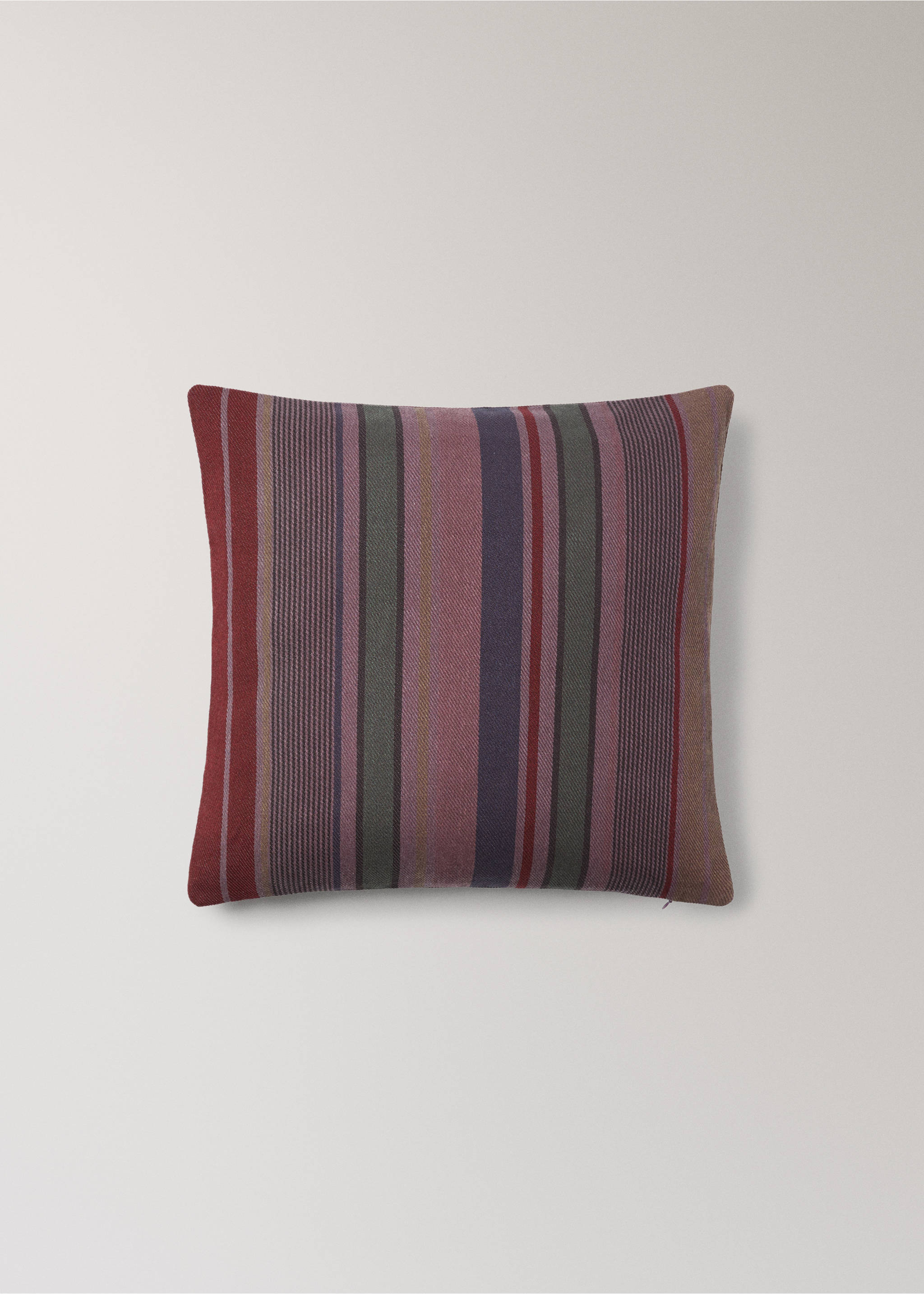Cotton overdyed striped cushion cover 45x45 cm - Article without model, Plum. Ref: 17003325-00.