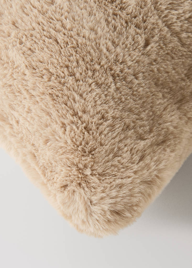 Faux-fur textured cushion cover 30x50 cm — Chocolate