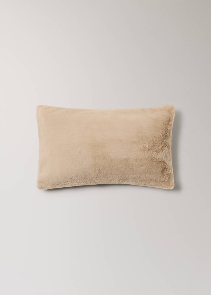 Faux-fur textured cushion cover 30x50 cm — Chocolate