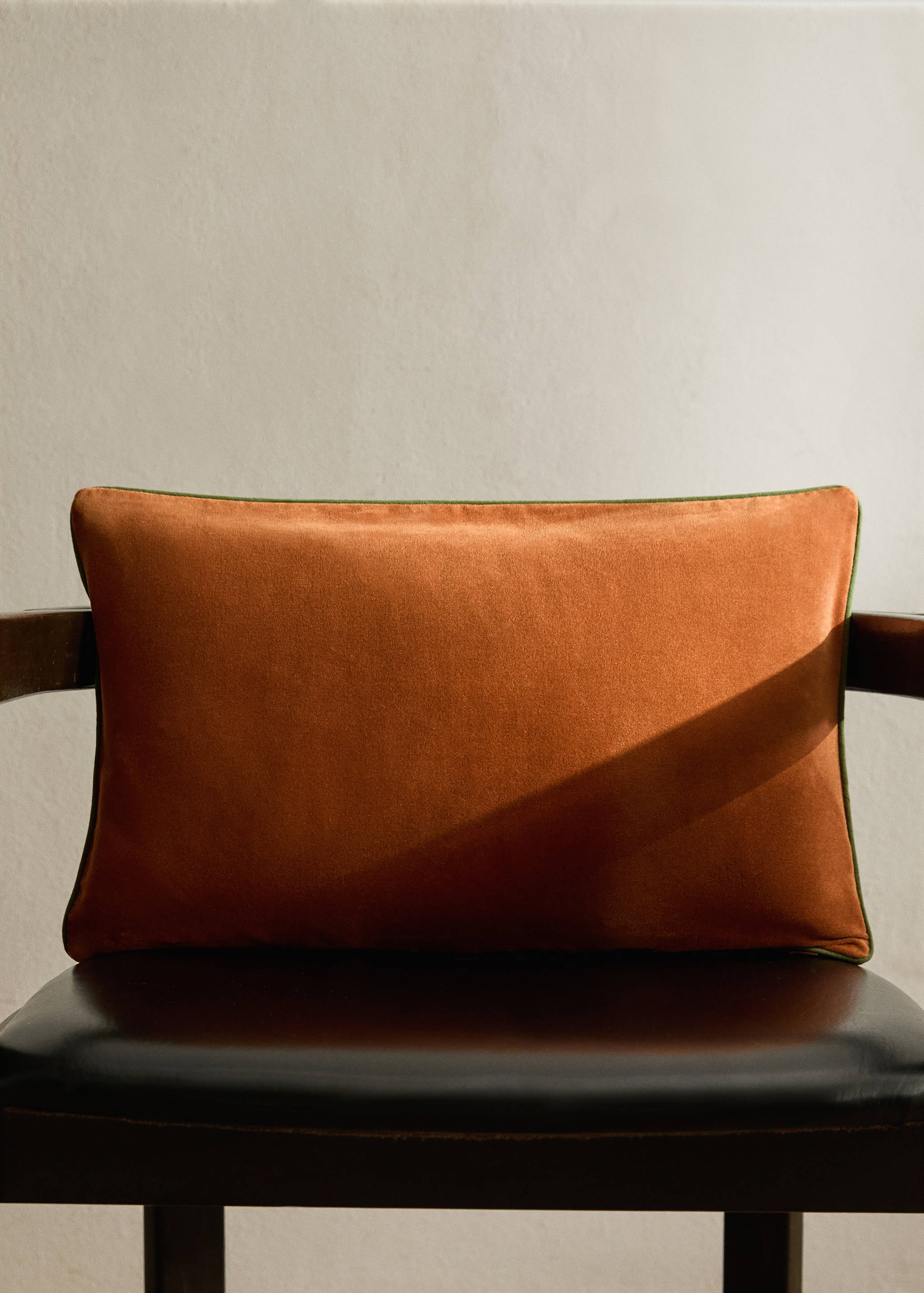 Velvet cushion cover with contrasting piping 30x50 cm - General plane