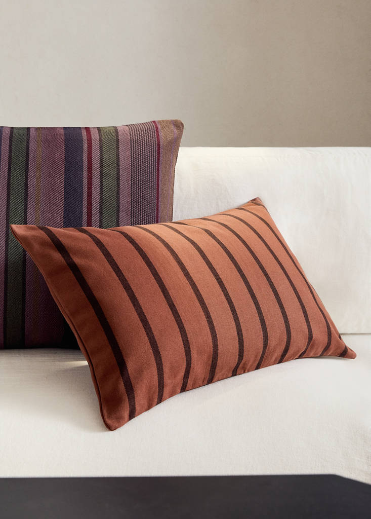 MANGO HOME - Housse de coussin coton rayures bicolore 40x60 cm marron - 40x60cm