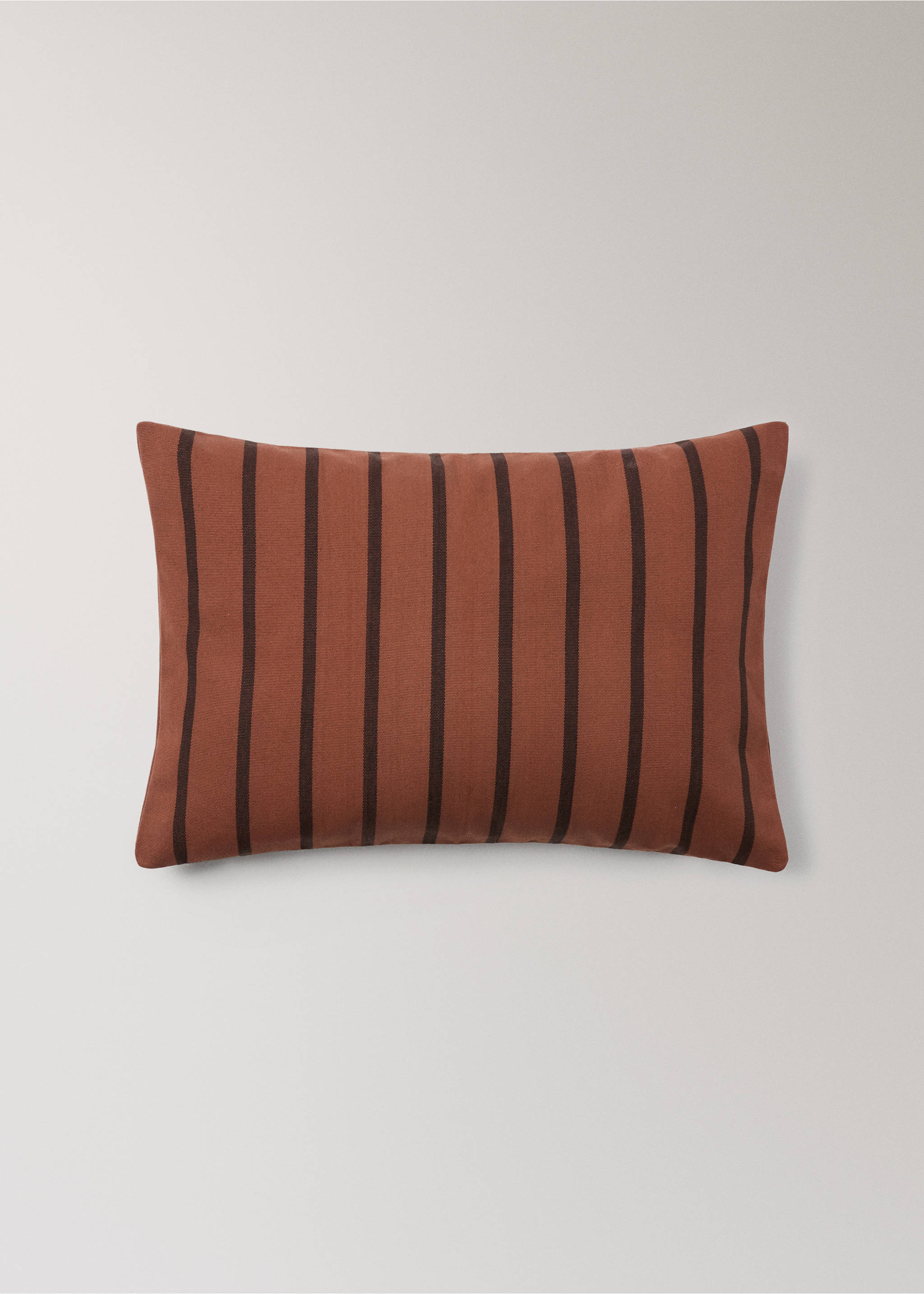 Cotton two-tone striped cushion cover 40x60 cm - Article without model, Brown. Ref: 17003344-00.