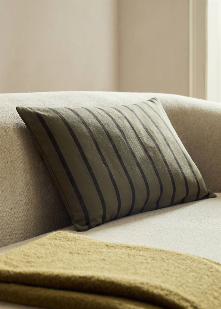 MANGO HOME - Housse de coussin coton rayures bicolore 40x60 cm olive - 40x60cm