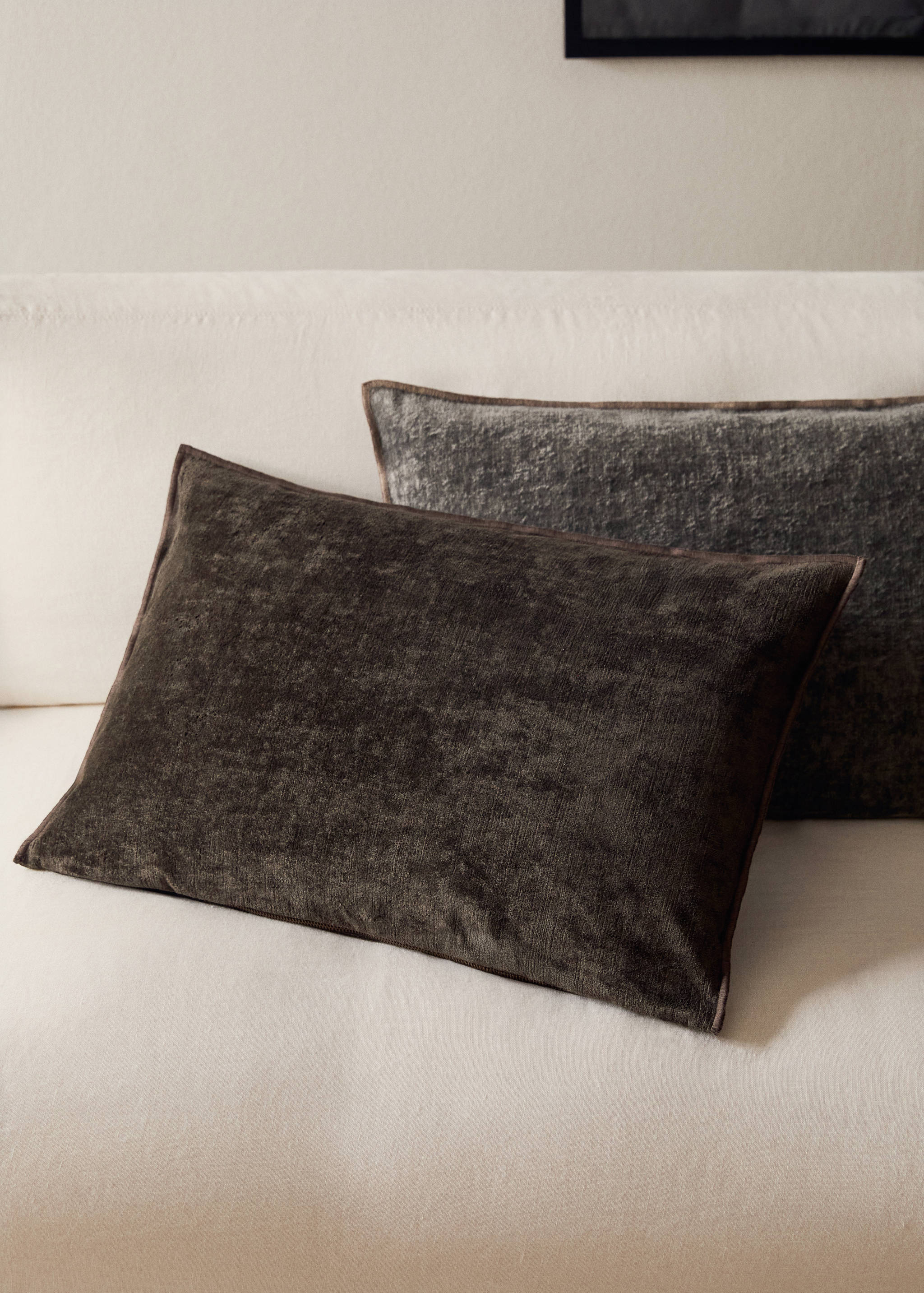 Poszewka na poduszkę z aksamitu i lnu 40x60 cm - Plan ogólny