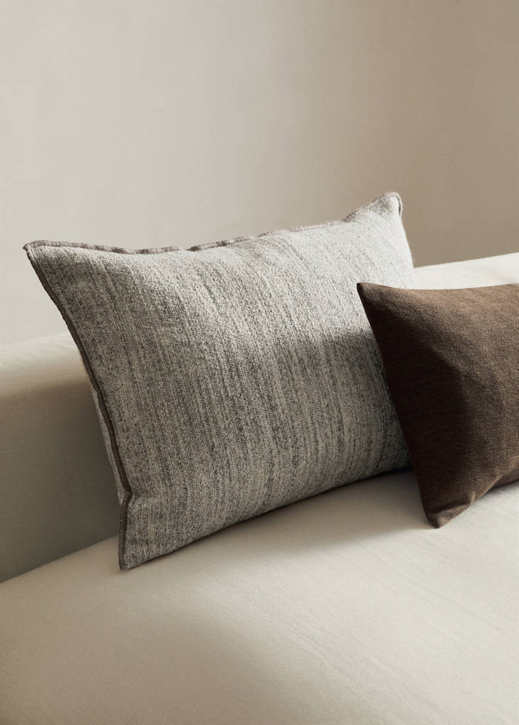 MANGO HOME - Housse de coussin avec texture en coton, lin, laine avec zip gris - 40x60cm
