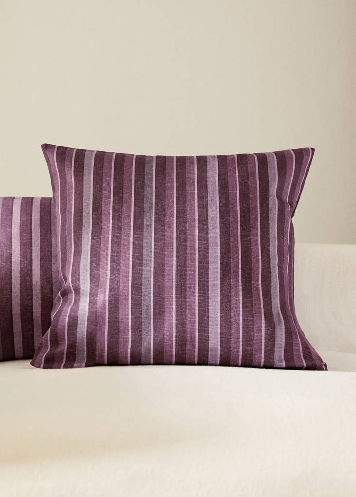 MANGO HOME - Housse de coussin en coton imprimé à rayures 45x45 cm prune - 45x45cm