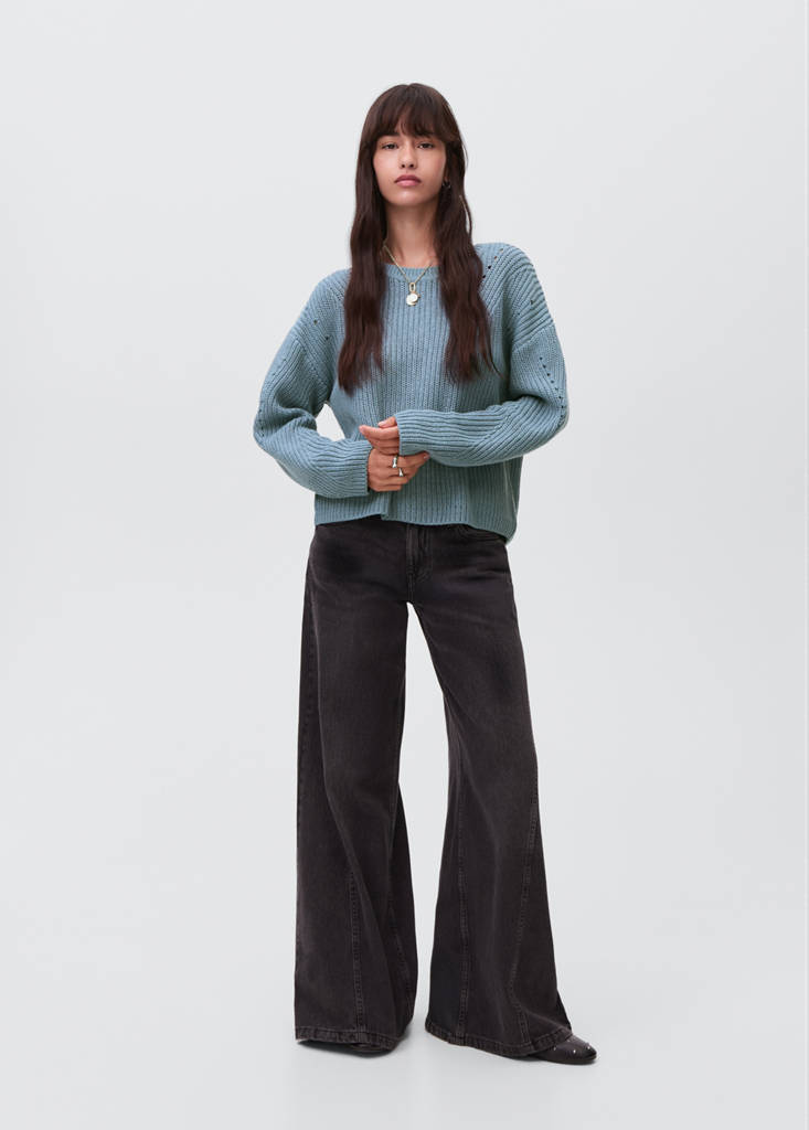 Oversize knit sweater — Petrol Blue