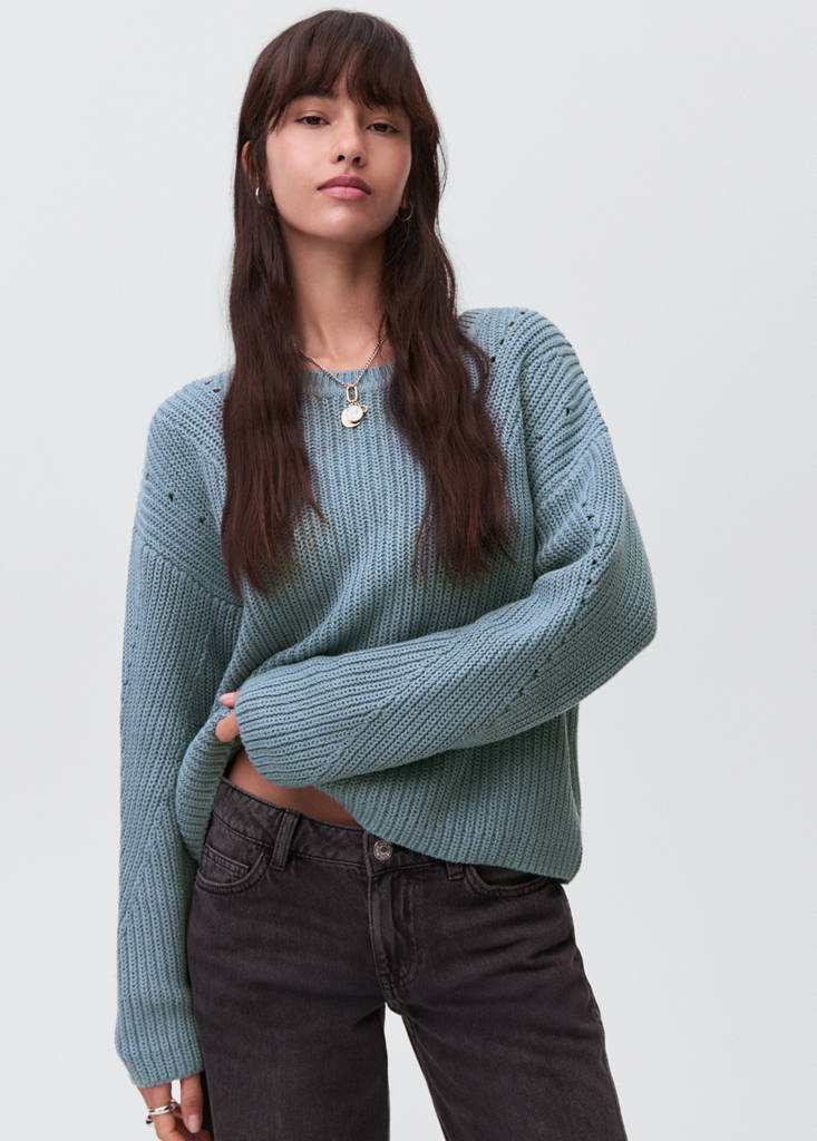 Oversize knit sweater — Petrol Blue