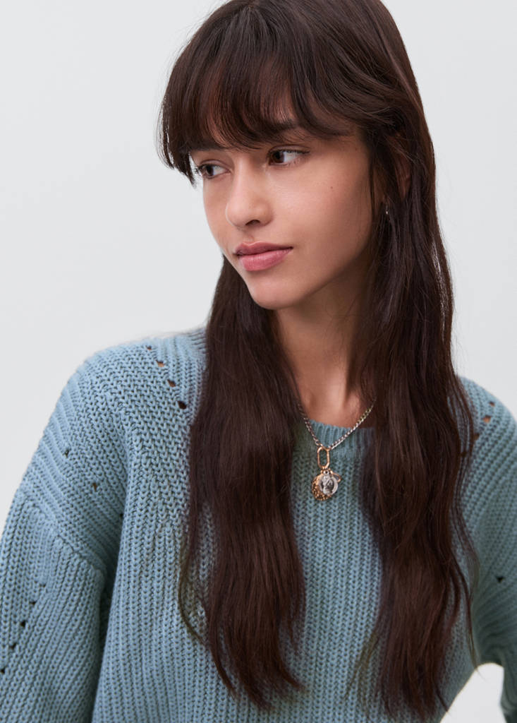 Oversize knit sweater — Petrol Blue