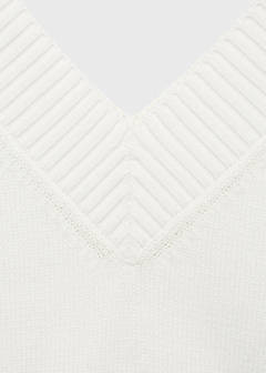 V-neck knit sweater — White 6