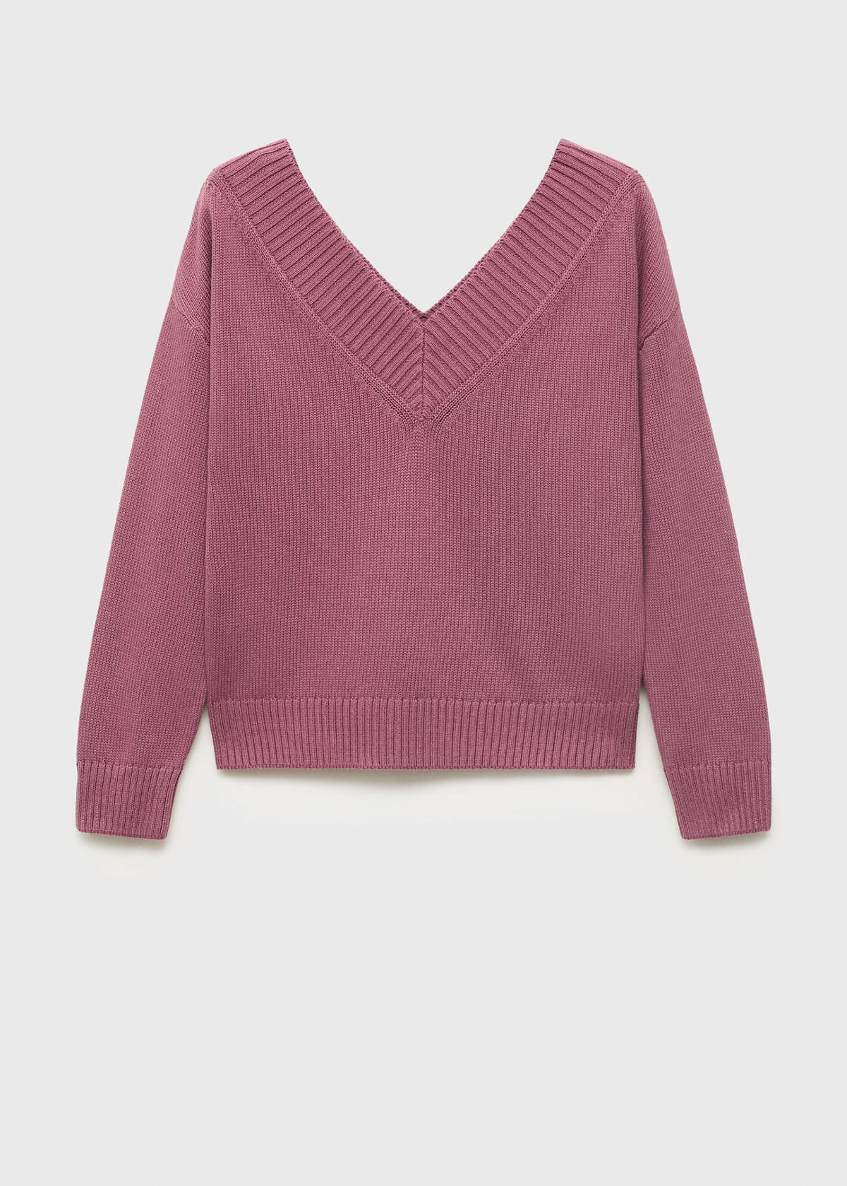 V-neck knit sweater — Cherry