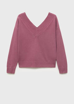 V-neck knit sweater — Cherry 3