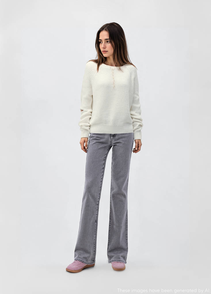 Knitted sweater with openings — White
