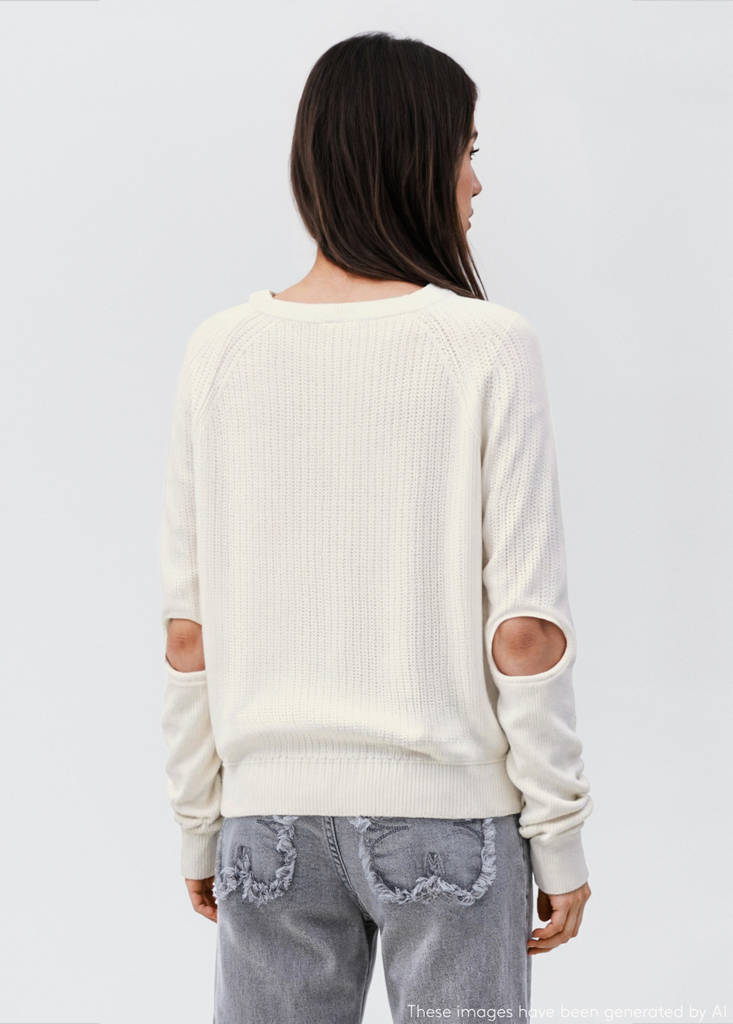 Knitted sweater with openings — White