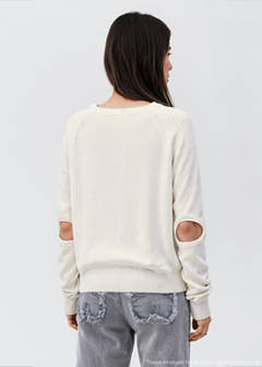 Knitted sweater with openings — White 1