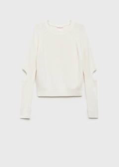 Knitted sweater with openings — White 3