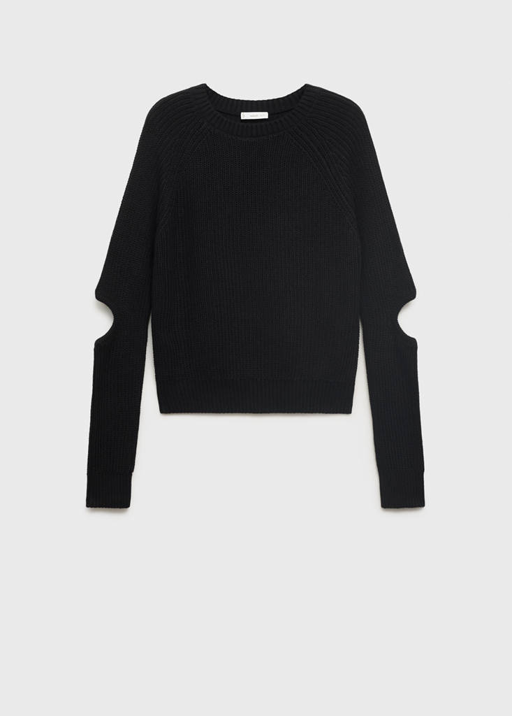Knitted sweater with openings — Black