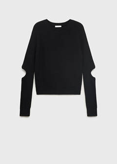 Knitted sweater with openings — Black 3