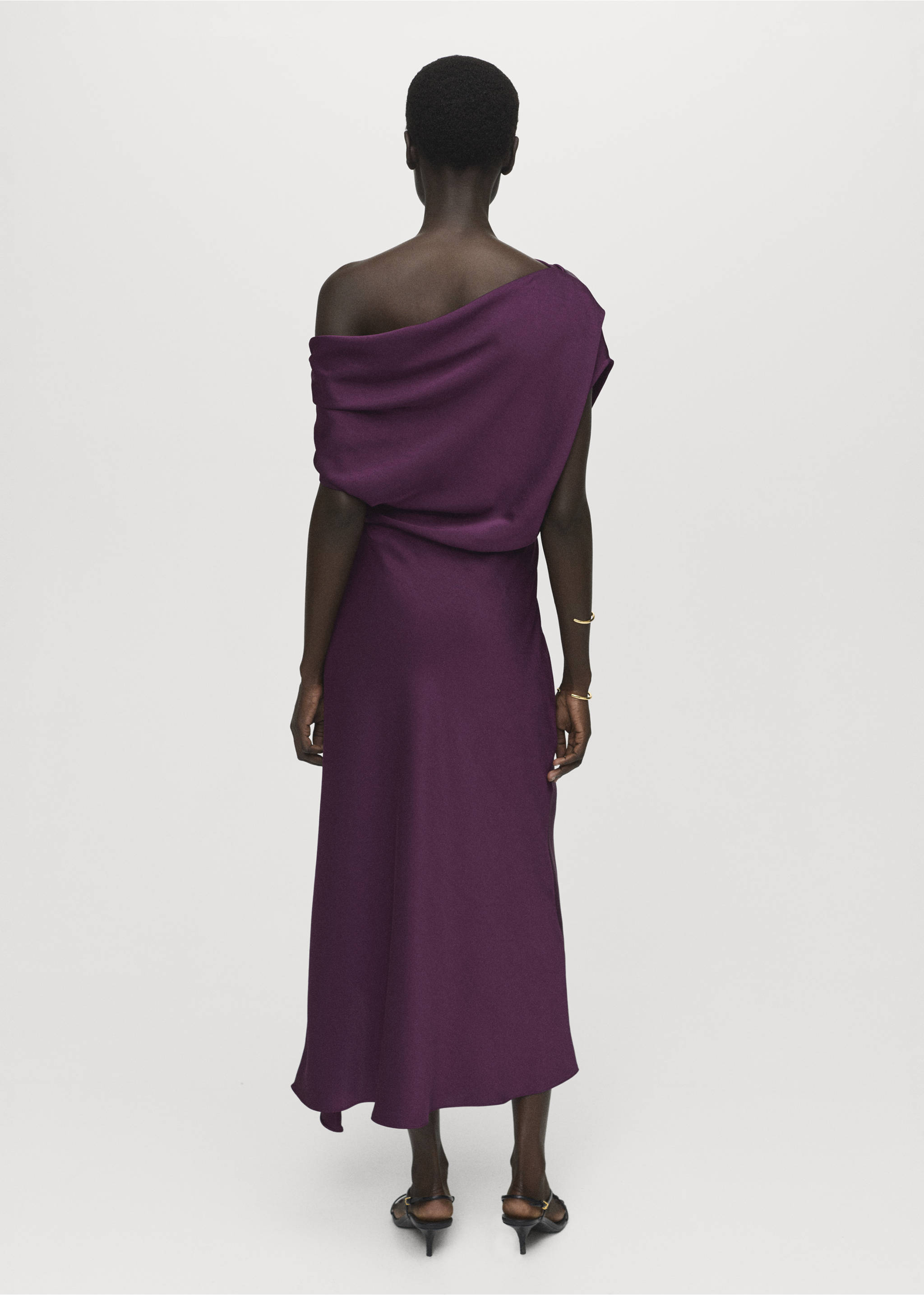 Robe satinée asymétrique - Verso de l’article, Violet. Ref: 17004091-00.