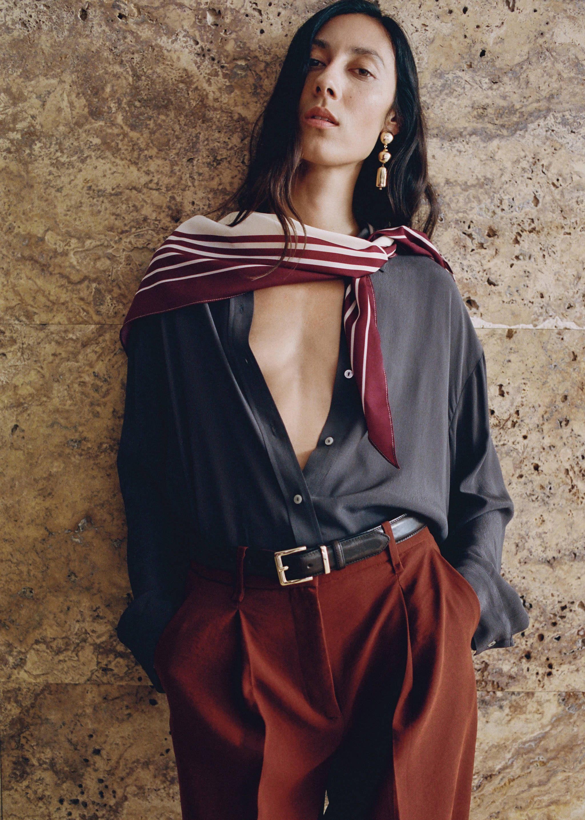 Striped satin scarf - General plane