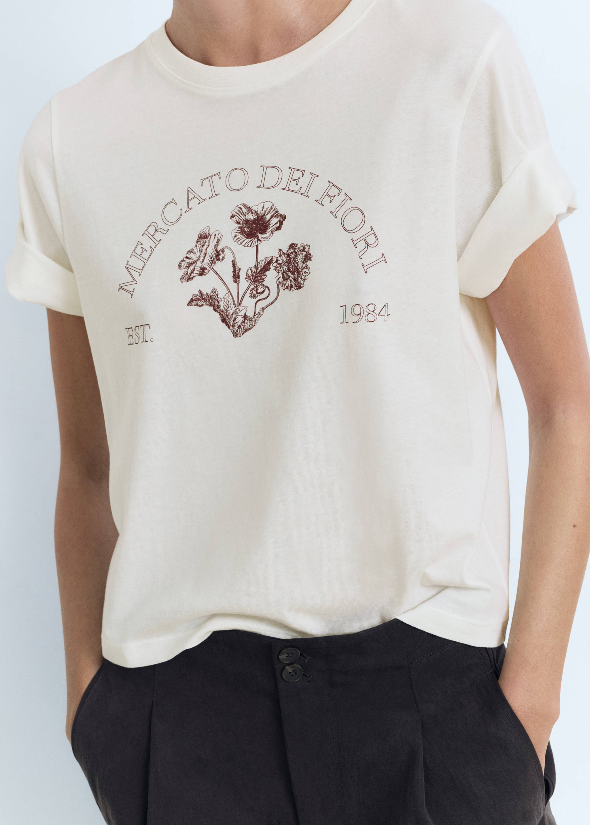 Printed cotton-blend t-shirt - Medium plane