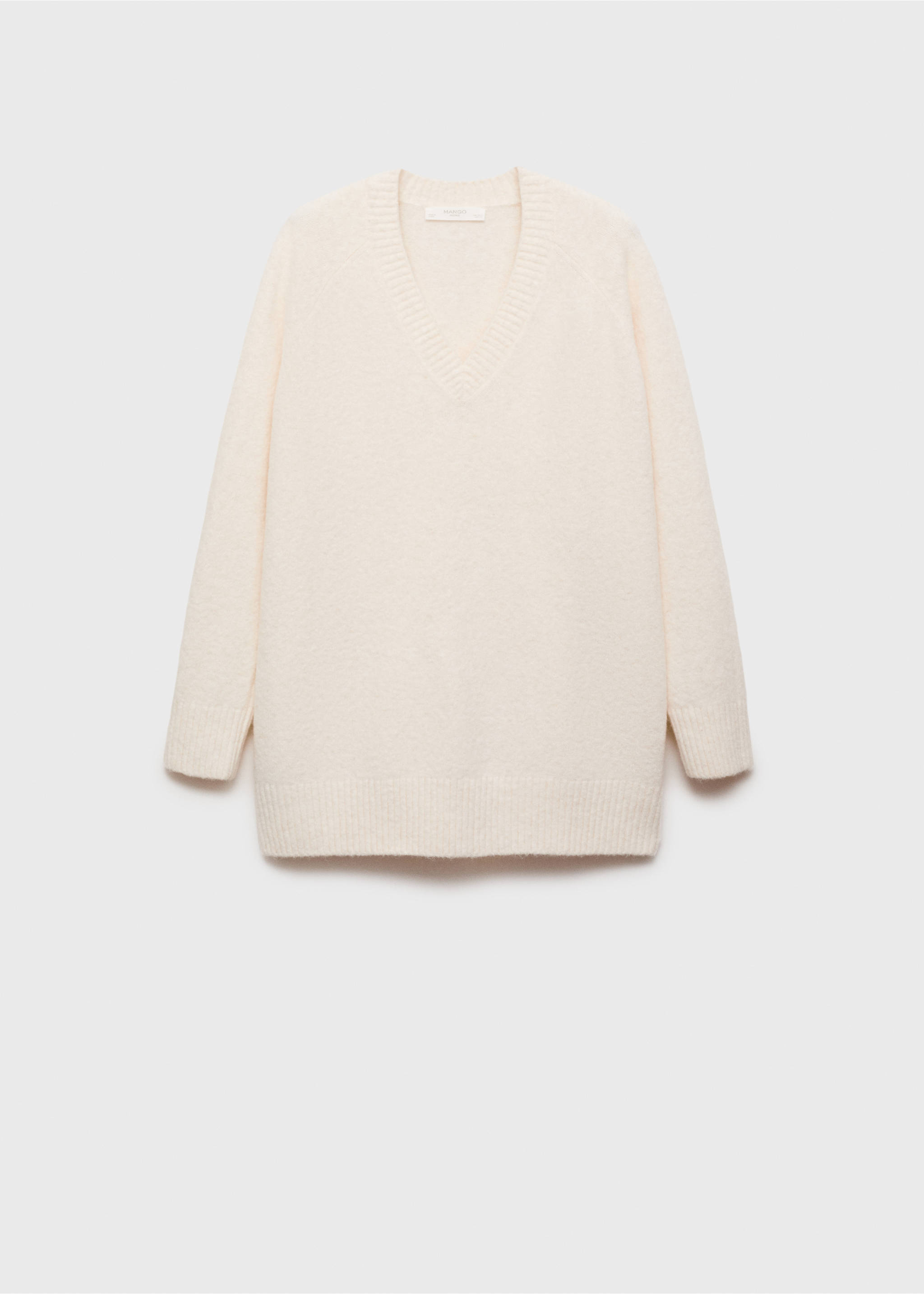 V-neck knit sweater - Article without model, Ivory White. Ref: 17004103-00.