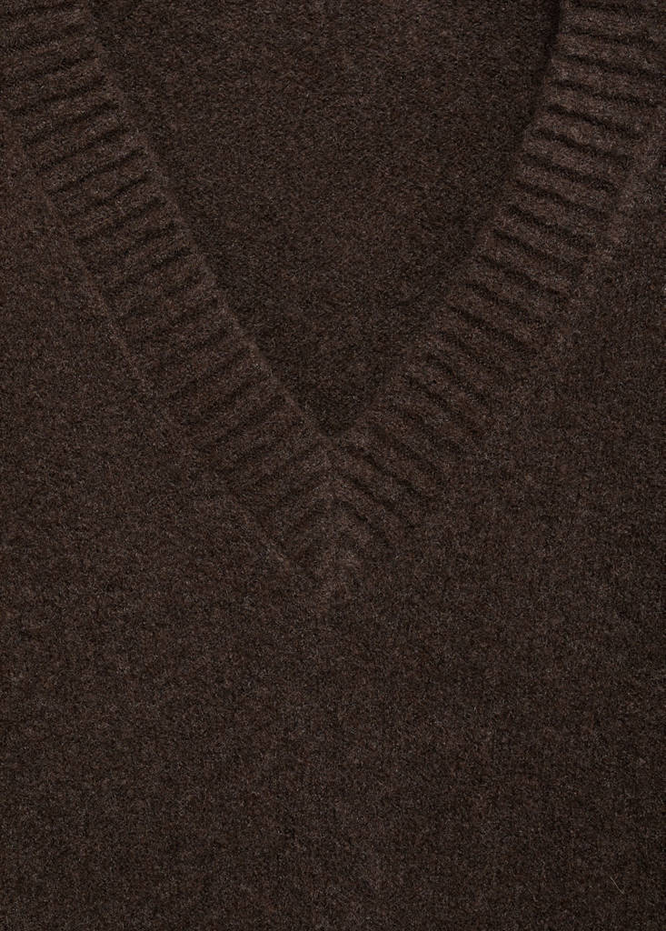 V-neck knit sweater — Chocolate