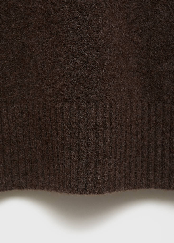 V-neck knit sweater — Chocolate