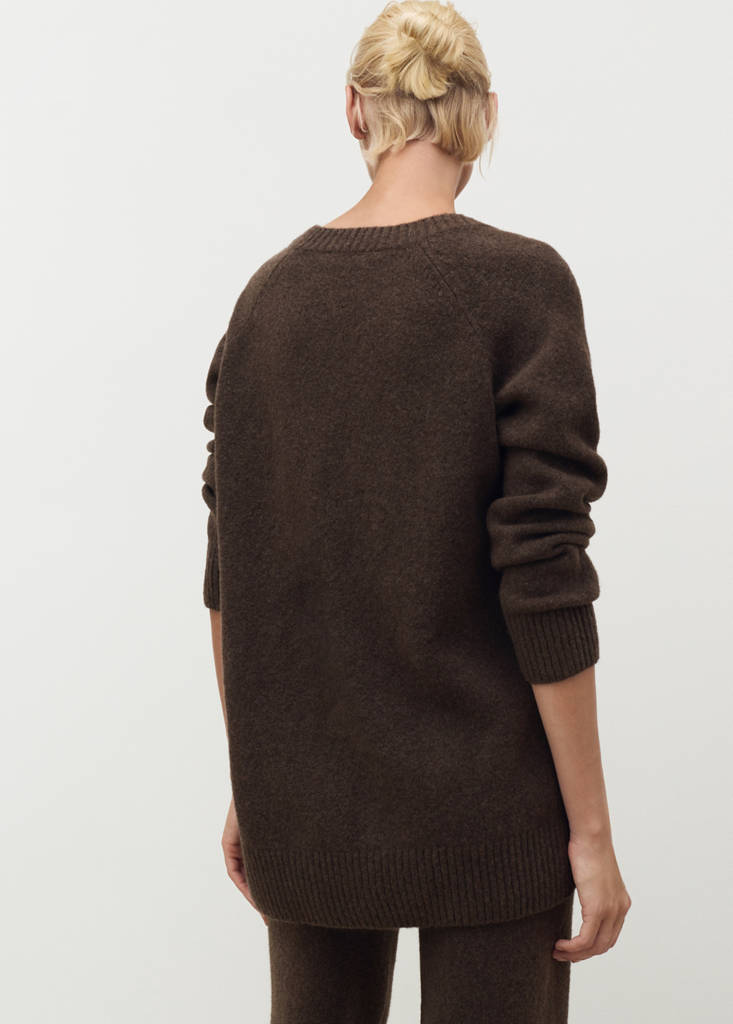 V-neck knit sweater — Chocolate