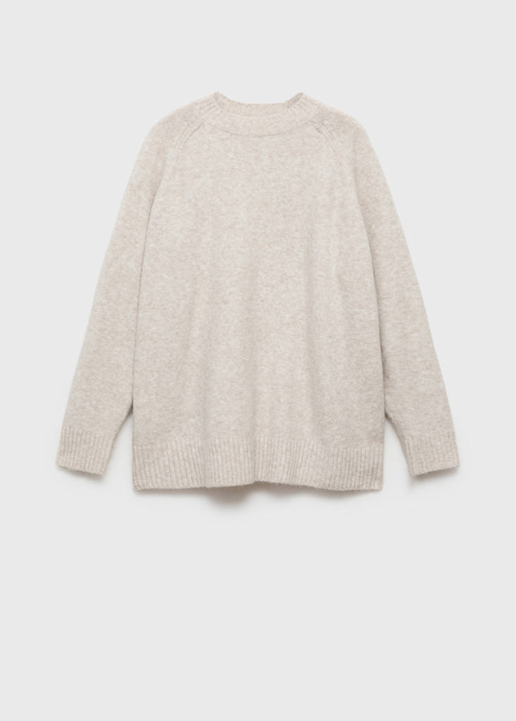 Round-neck knitted sweater — Beige