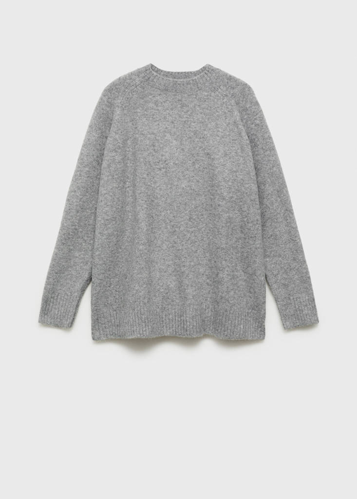 Round-neck knitted sweater — Grey