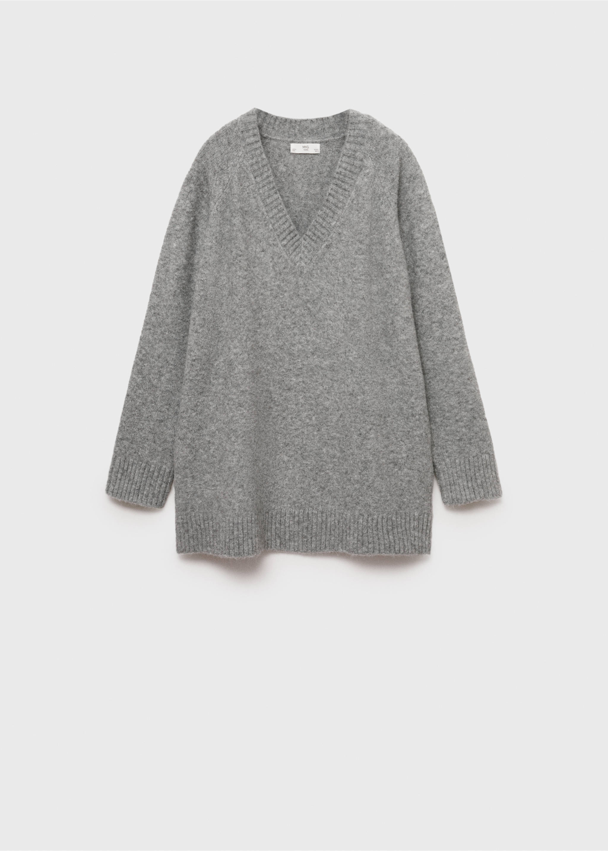 سترة محبوكة برقبة على شكل حرف V - منتج دون نموذج, رمادي. Ref: 17004105-00.