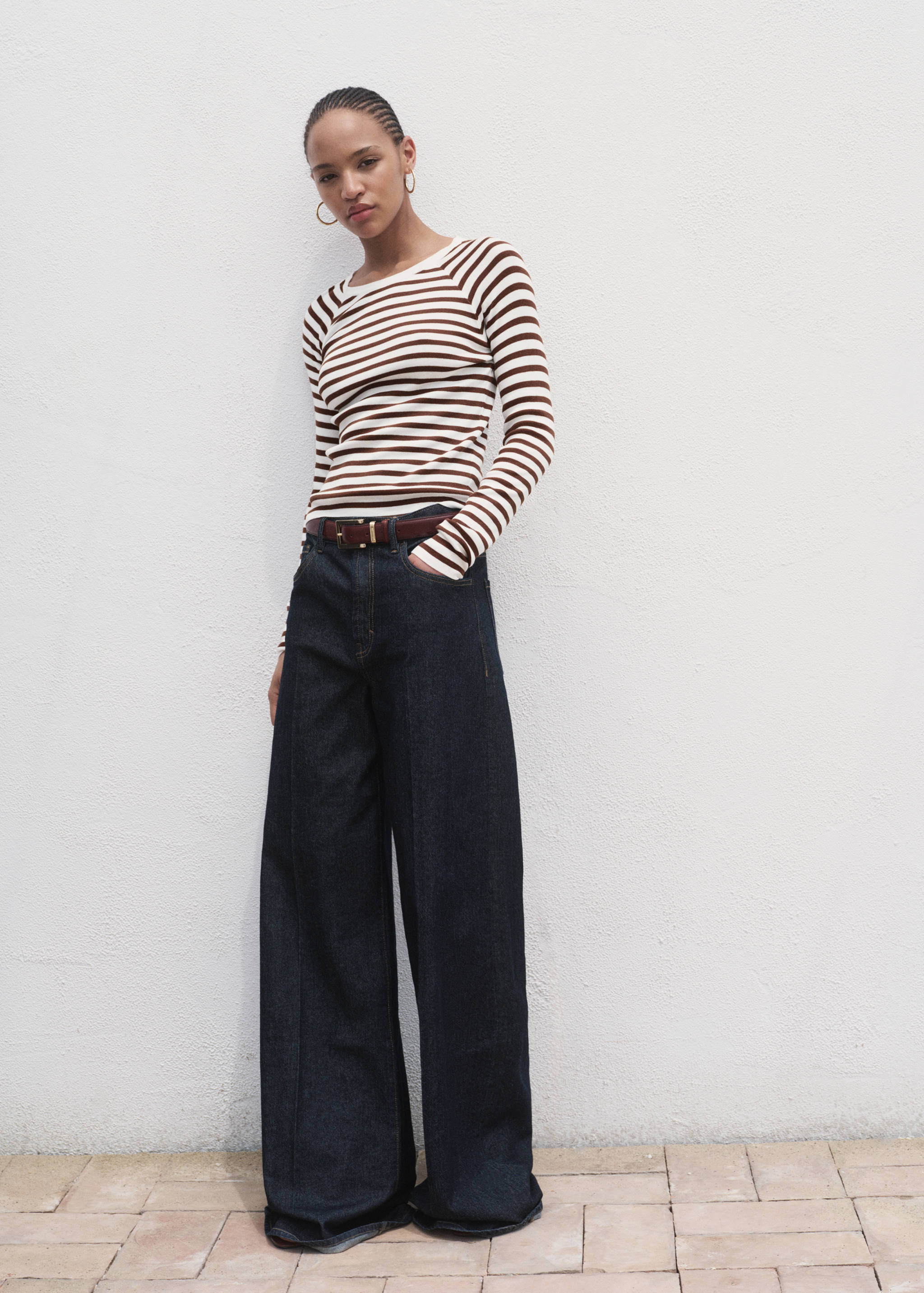 Hosszú ujjú finomkötött pulóver - Általános sík