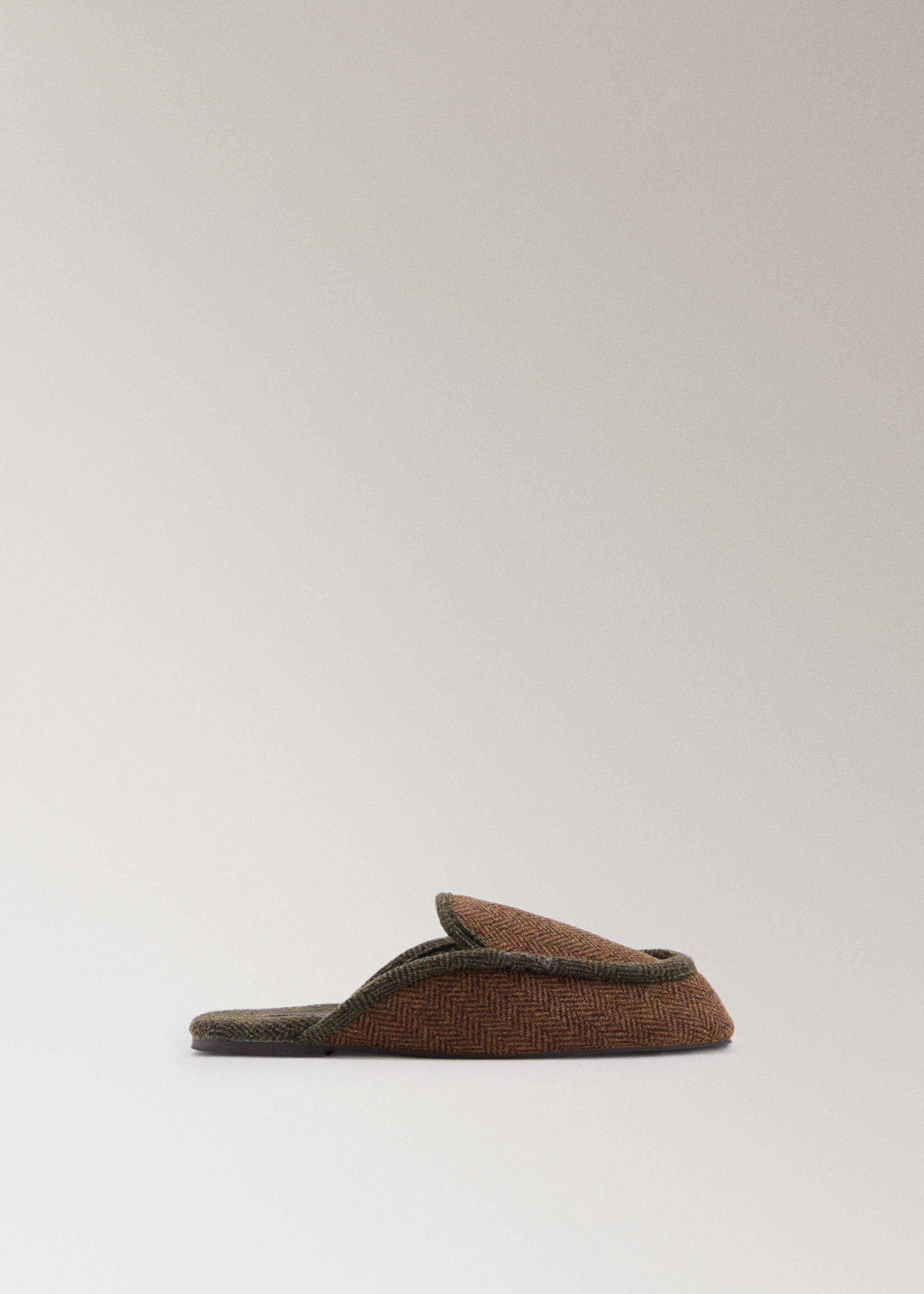 Herringbone fabric mule slippers - Article without model