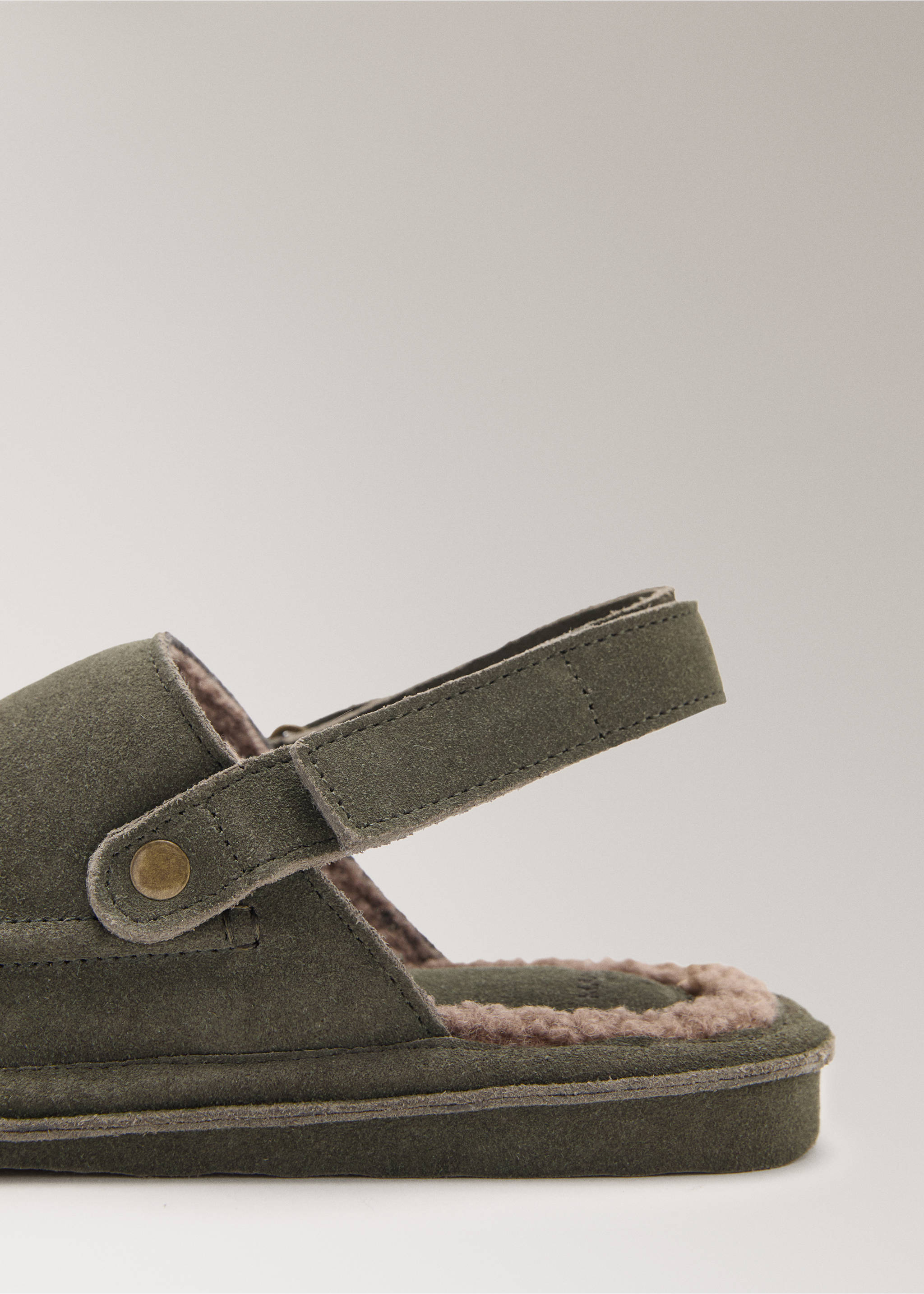 Leather slippers with shearling lining - Details of the article 1, Pastel Green. Ref: 17004110-00.