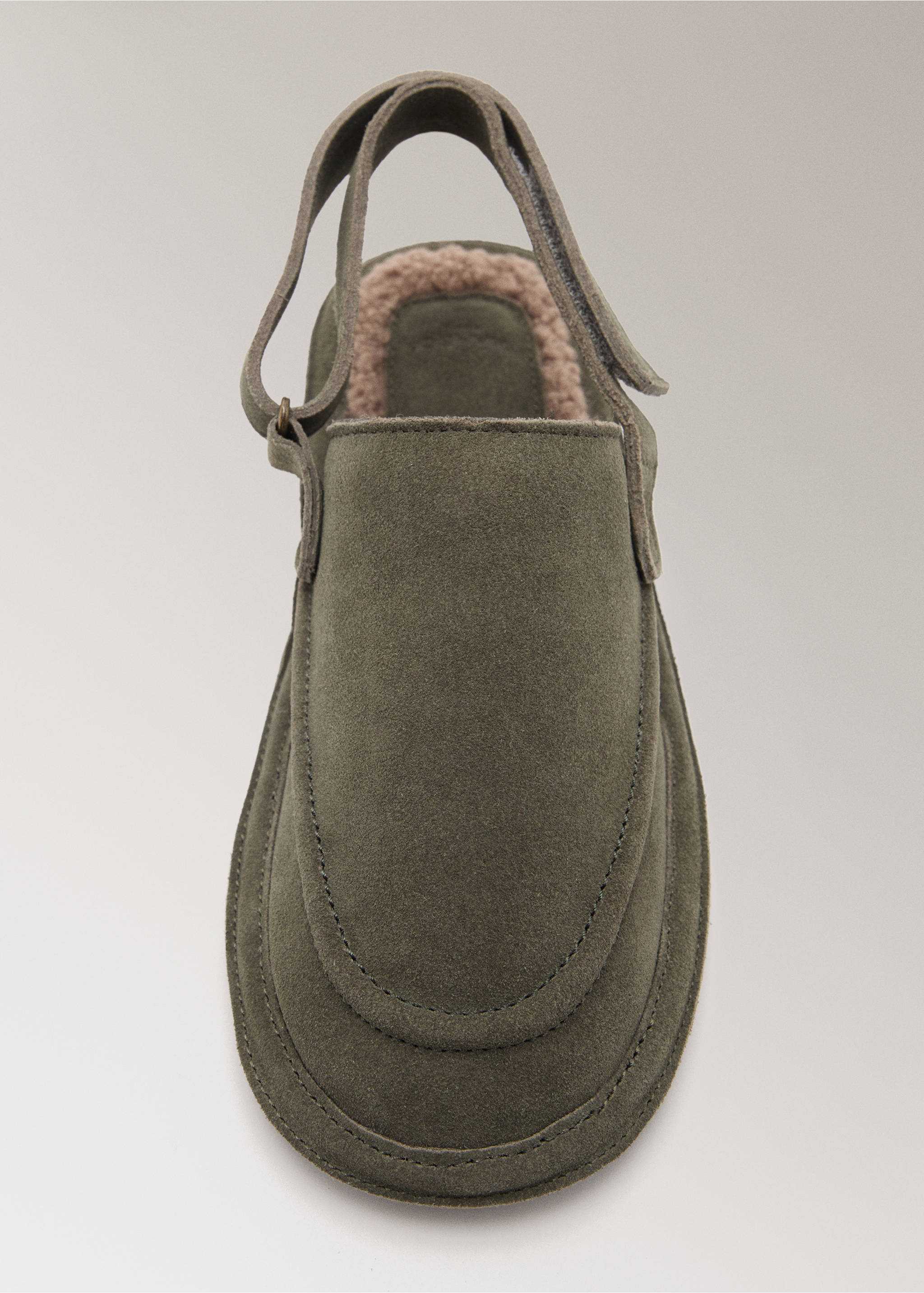 Leather slippers with shearling lining - Details of the article 2, Pastel Green. Ref: 17004110-00.