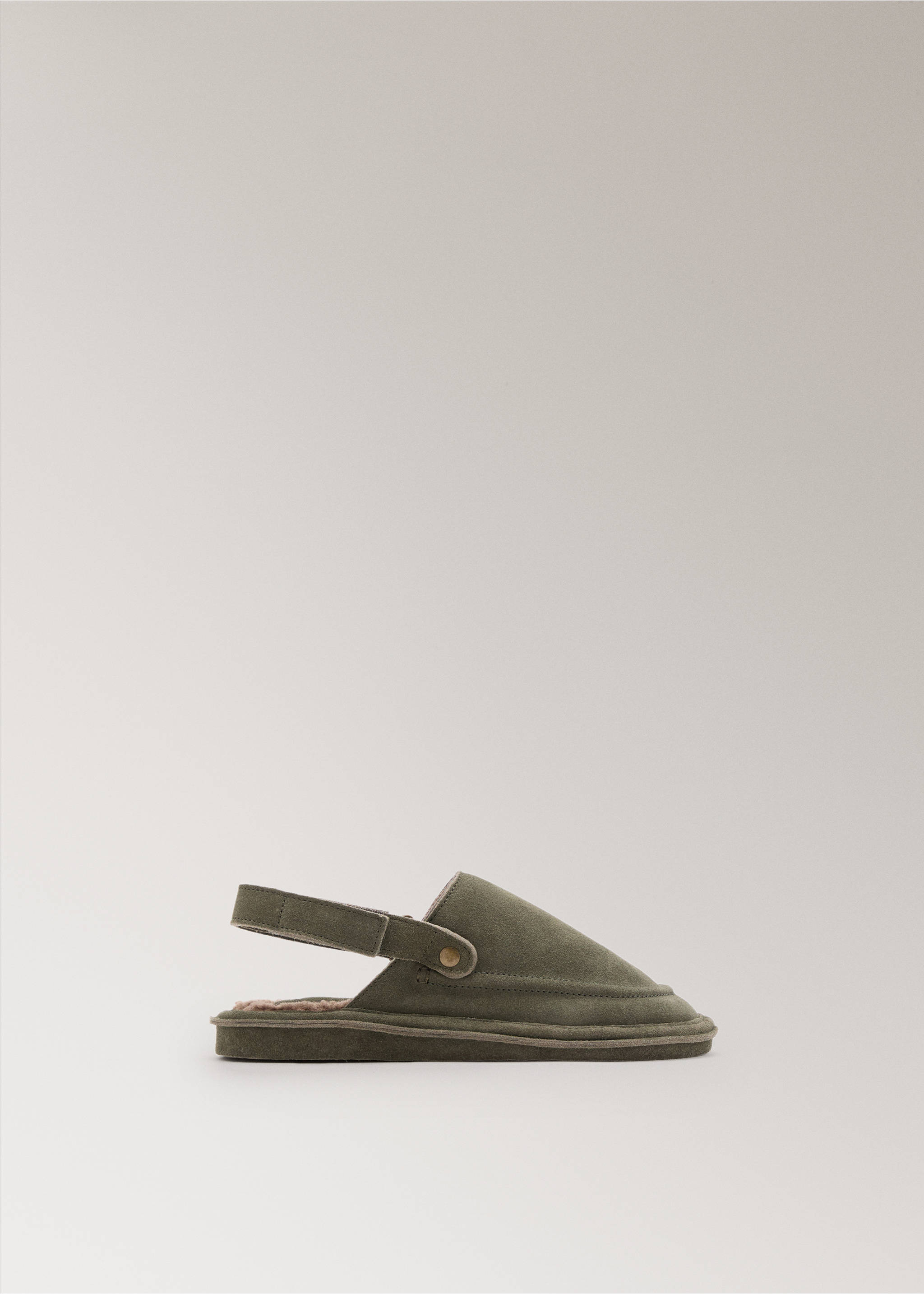 Leather slippers with shearling lining - Article without model, Pastel Green. Ref: 17004110-00.