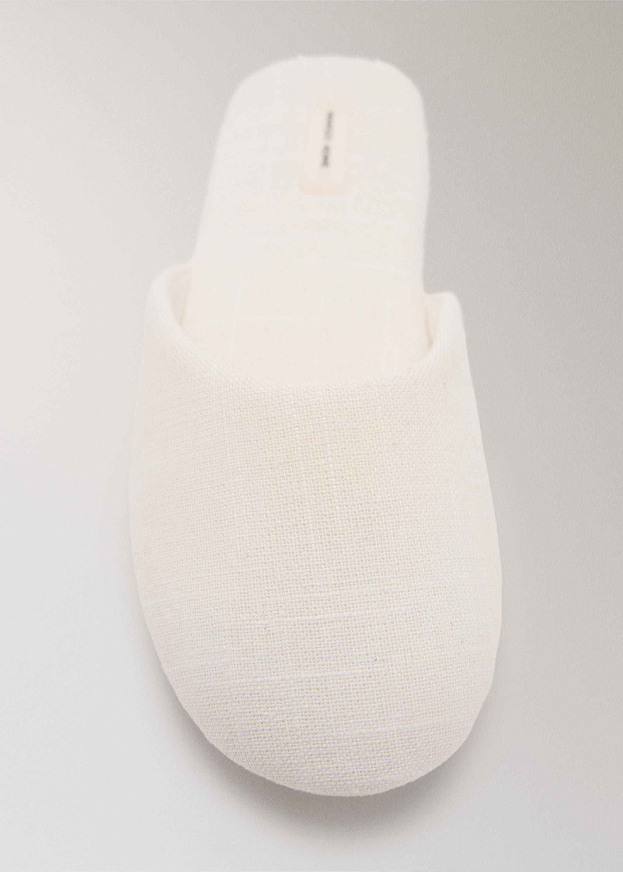 Cotton textured mule slippers - Details of the article 1, Ivory White. Ref: 17004111-00.