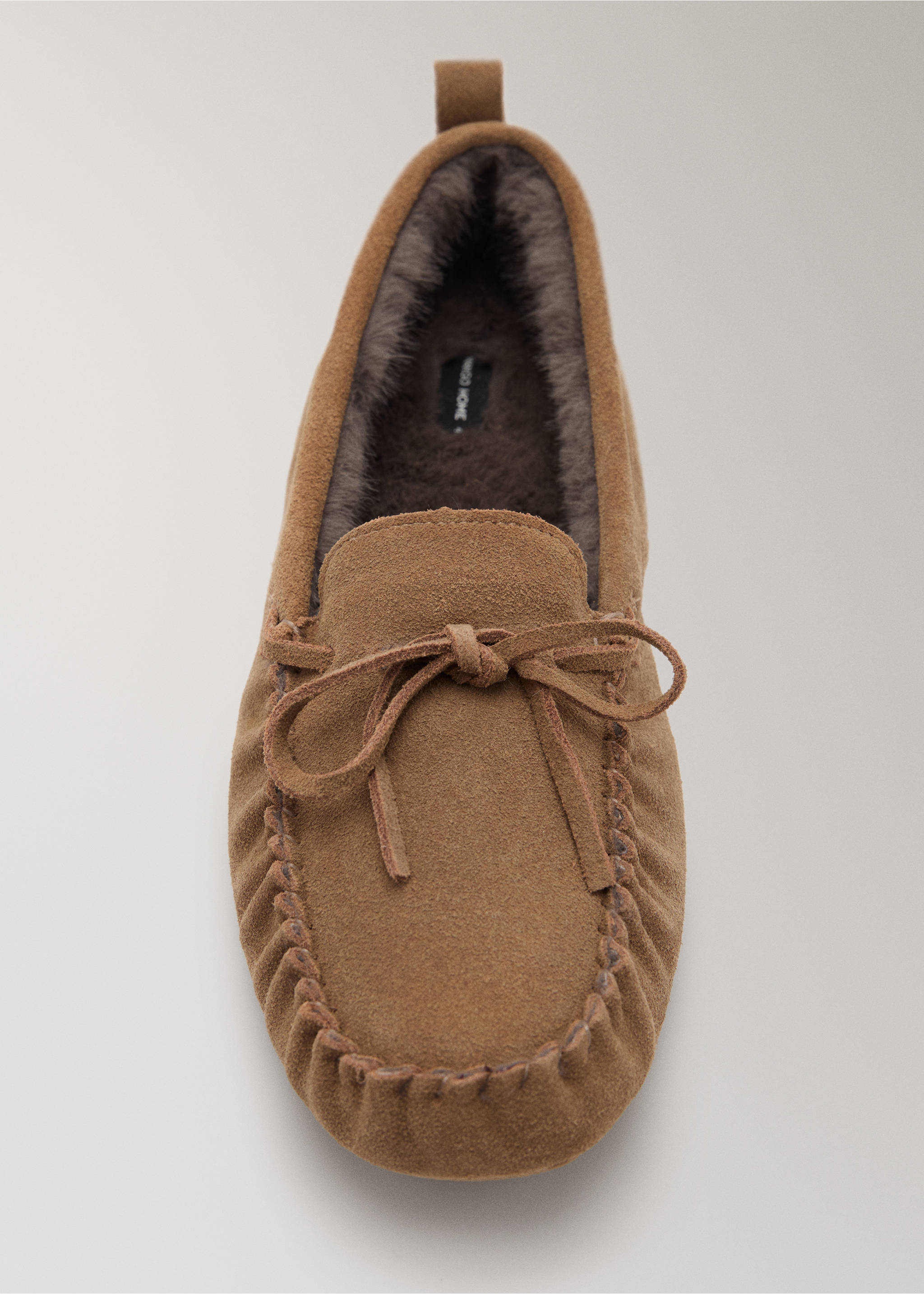 Leather moccasins with fur lining - Details of the article 1, Brown. Ref: 17004112-00.